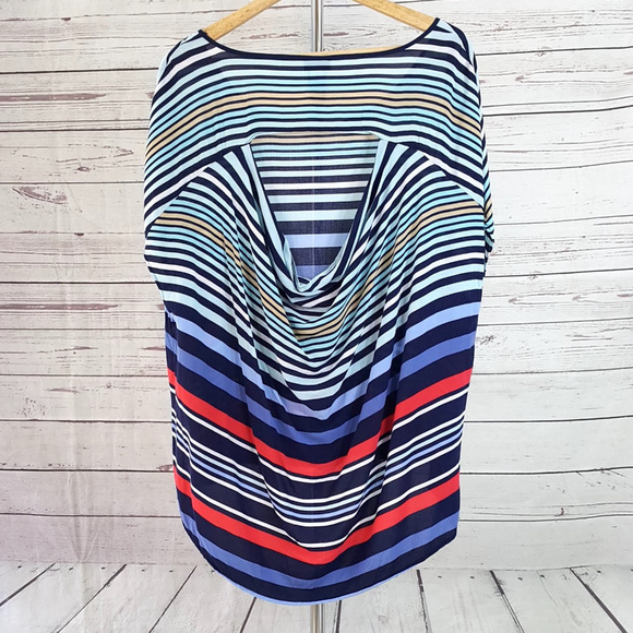 Torrid multi striped draped open back dolman top - Picture 4 of 5